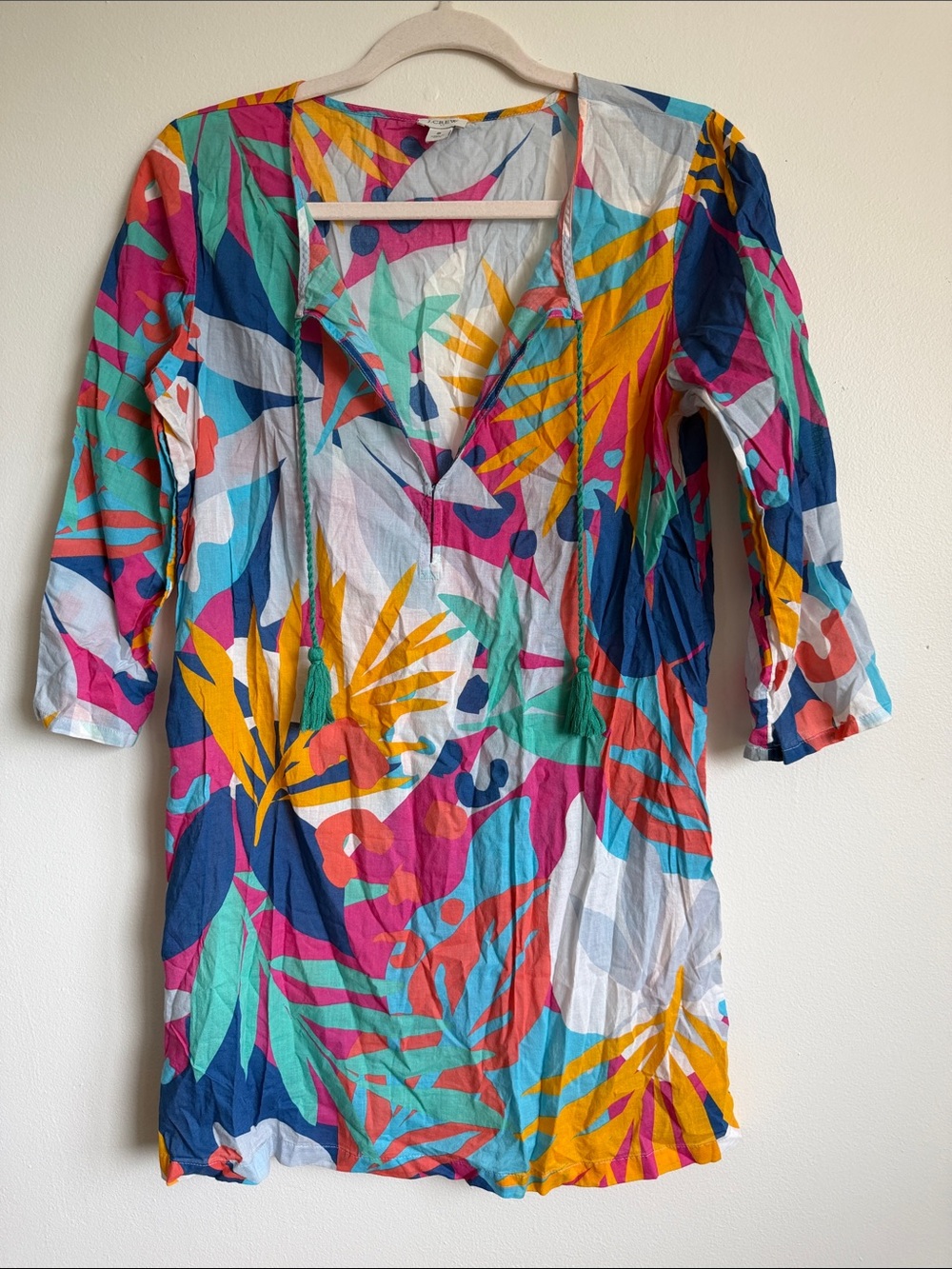Jcrew Women’s Tropical Print V-Neck Tunic Dress - Multicolor